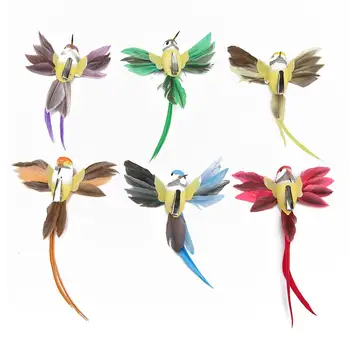 

12pcs Artificial Birds Foam Colorful/Pure White Feather Clip DIY Craft Wedding Home Decoration Porps Garden Ornaments