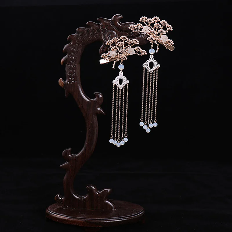 

New Design Gold Metal Long Tassel Beads Hairpin Clips Headpieces Women Hanfu Clothing Bride Noiva Wedding Party Hair Ornaments