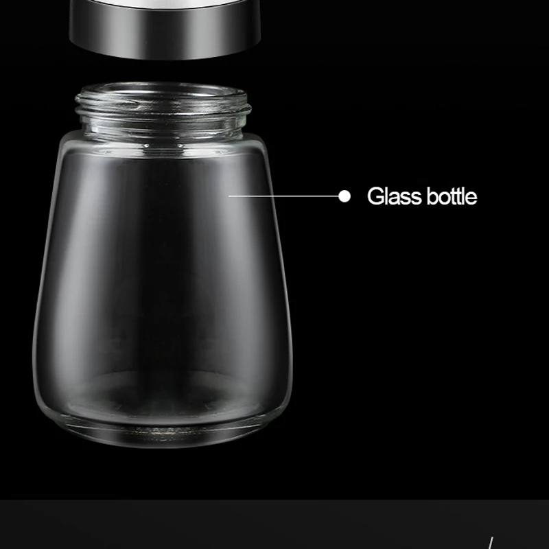 Manual Salt and Pepper Grinder Pulverizer Transparent Glass Jar Spice Jar