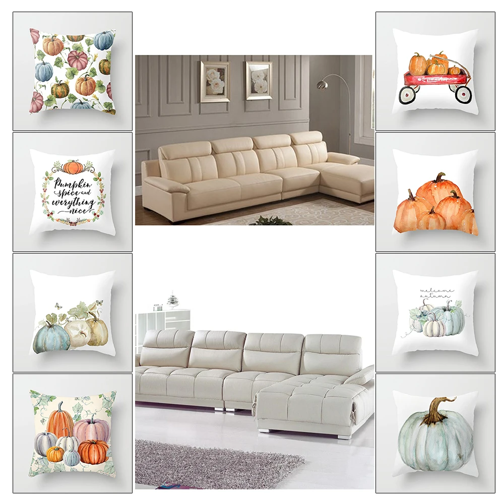 Halloween Happy Pillow Cases Fall Sofa Pumpkin Throw Cushion Cover Home Decor