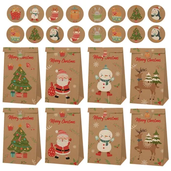 

1 Set Christmas Kraft Paper Food Packing Bags Tote Candy Bags (Assorted Color)