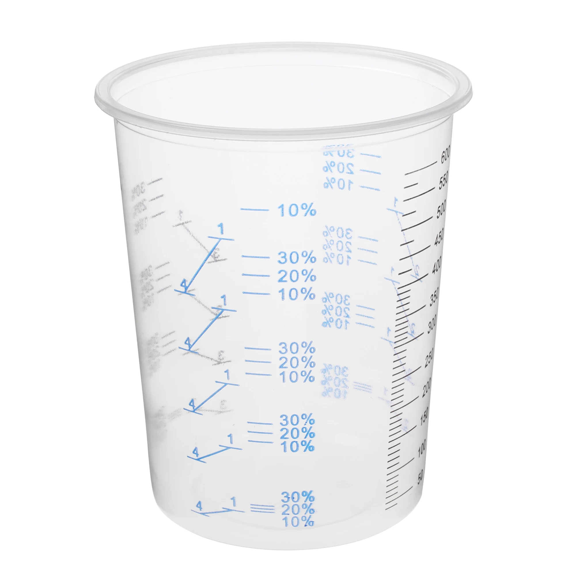 50pcs 600ml Transparent Measuring Cup Disposable Transparent Stirring Cup With Scale Experimental Supplies Thickened PP Material