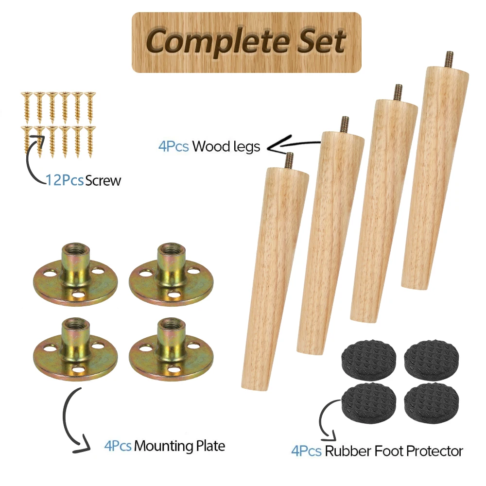 Description Picture 3 of item4pcs Solid Wood Furniture Leg Table Feets Wooden Cabinet Table Legs Fashion Furniture Hardware Replacement for Sofa Bed