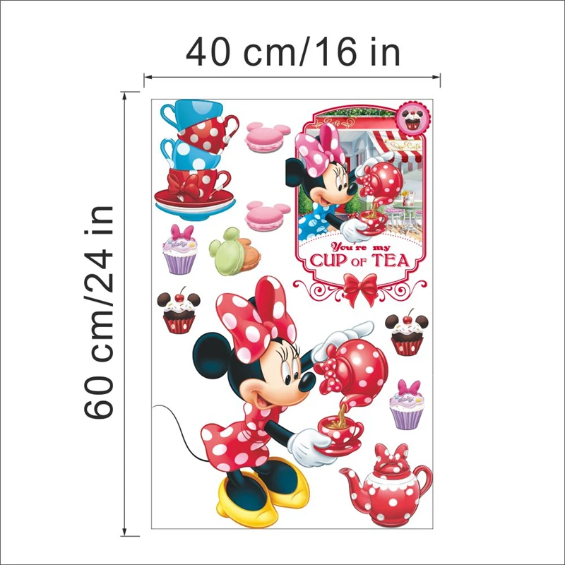 lovely Mickey Minnie Wall Stickers For Kids Room Children Bedroom Wall Decoration