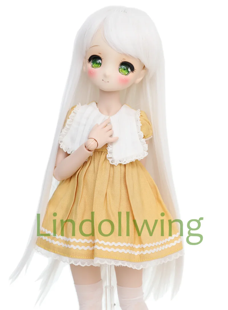 

1/3 BJD Wig Pullip Dal DD SD LUT Dollfie Doll Wig High Temperature Hair 8-9 inch Long Wig White Hair