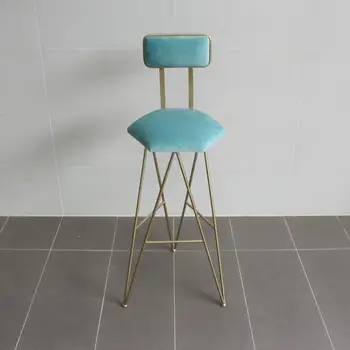 

Creative bar stool bar chair Nordic home wrought iron backrest chair simple modern front desk high chair