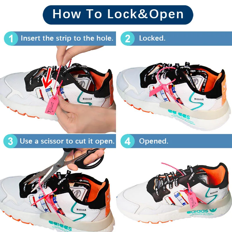 Description Picture 5 of item100 Custom Print Hang Tags Beaded Plastic Cable Zip Ties Garment Clothing Shoe Bag Security Brand Logo Tag Label Seal 250mm/9.8"