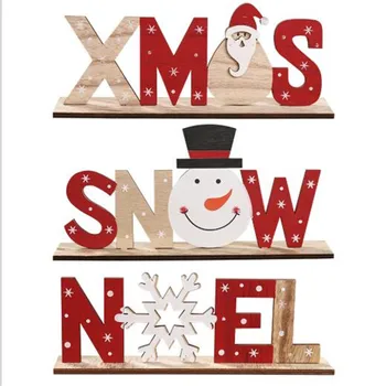 

2021 Christmas Decoration Cartoon Wooden Printing Ornaments Christmas Home Decoration Natal New Year Decoration Navidad Noel