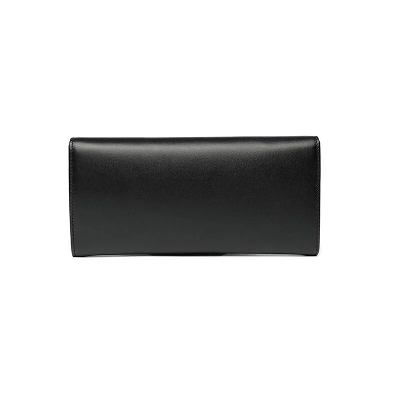 San Maries Solid Cow Leather Long Women Wallet Phone Bag Luxury Brand Wallets Designer Purse Card Holder Clutch Gift Box