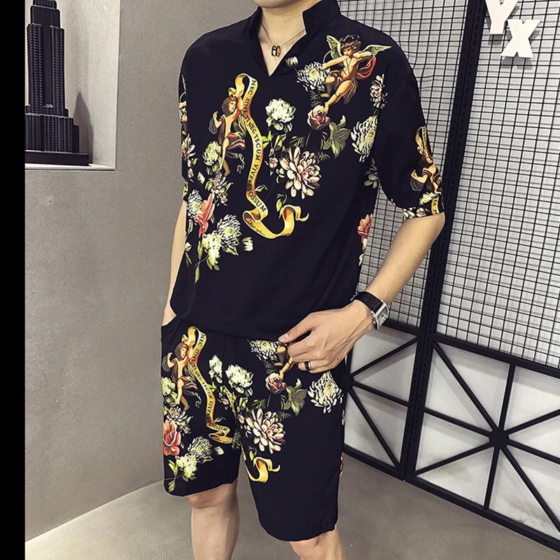 

Sport Suit 3D printing Mens T-shirt Set Personality Print Casual Shirt +Short Two-piece Men Sportswear Set Men Shirt Sweat Suit