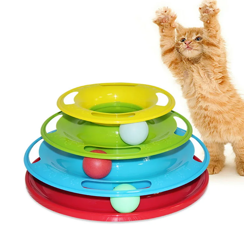 1PC Play Disc Trilaminar Turntable Toys Pet Supplies Funny Pet Toys Cat Crazy Ball Disk Interactive Amusement Plate