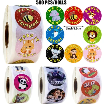 

500 PCs/Roll Cute Various Jungle Animals Round Adhesive Stickers Scrapbook Decoration Kids Toys Rewards Stickers Stationery