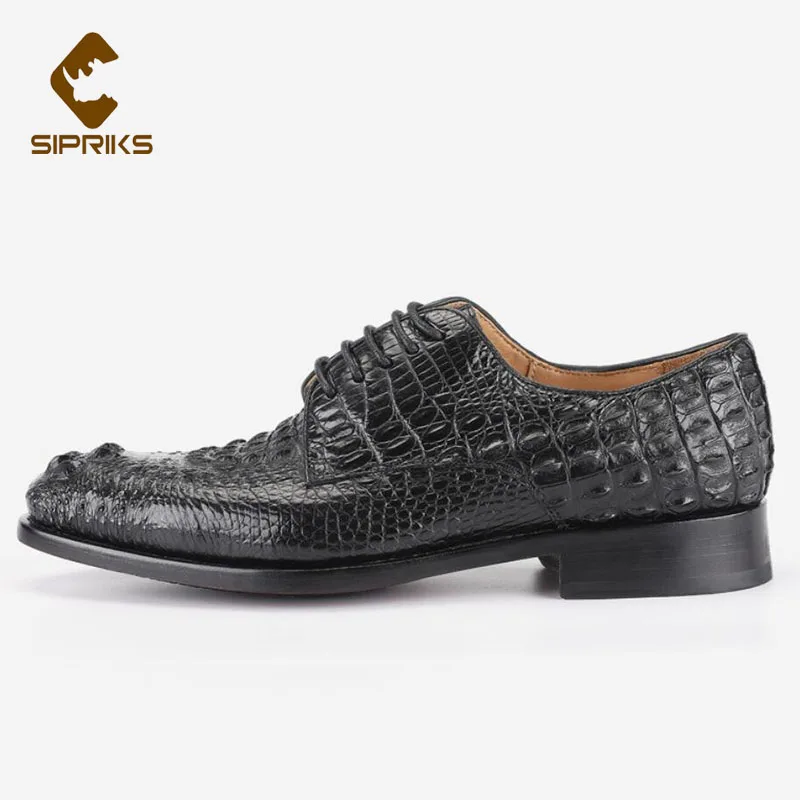 

Sipriks Real Crocodile Skin Dress Shoes Mens Formal Tuxedo Goodyear Welted Shoe Italian Handmade Black Brown Luxury Gents Suits