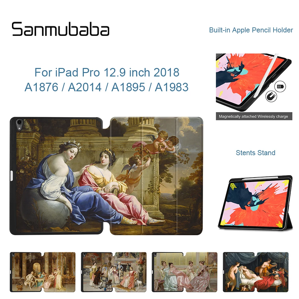 

Sanmubaba For iPad 2018 Tablet Case Pro 12.9 inch Model A1876 A2014 A1895 A1983 PU Leather Flip Smart Cover With Pencil Holder