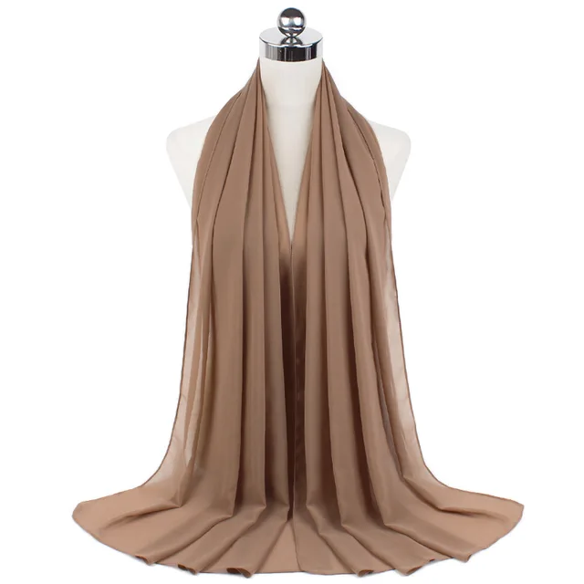 High Quality Good Stitching Stitch Plain Premium Heavy Chiffon Hijab Scarf Malaysian Women's Scarves Hijabs Long Shawl Shawls 35