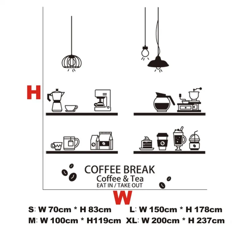 Молоко чай кофе магазин кафе мороженое хлеб торт кухня стены искусства стикеры Наклейка DIY Украшение дома Фреска Декор