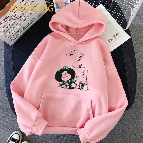 Toda Mafalda Print Hoodies Women Men Hooded Sweatshirts Harajuku Hip Hop Hoodies Sweatshirt Streetwear Tracksuit Winter Clothes Y0102005f