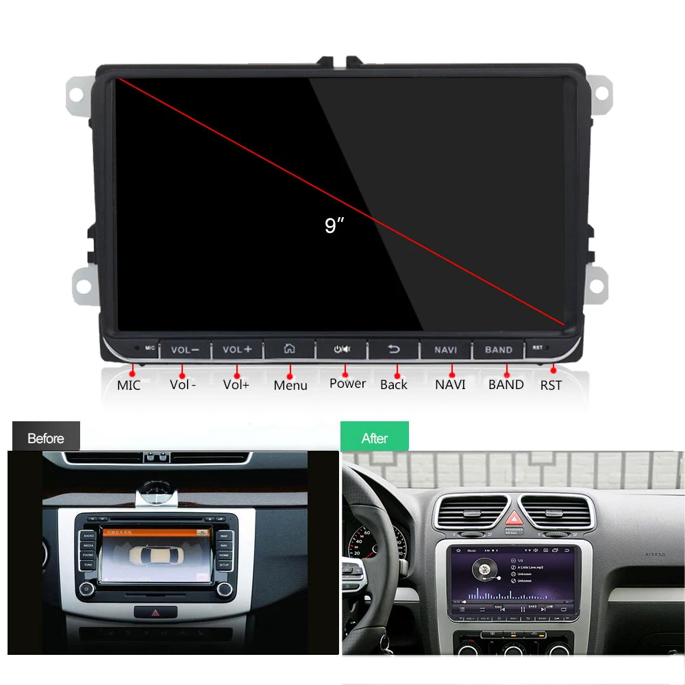 Sale FUNROVER android 9.0 IPS car dvd multimedia player For Volkswagen Passat B7 B6 Golf 5 Polo radio gps navigation stereo RDS 1
