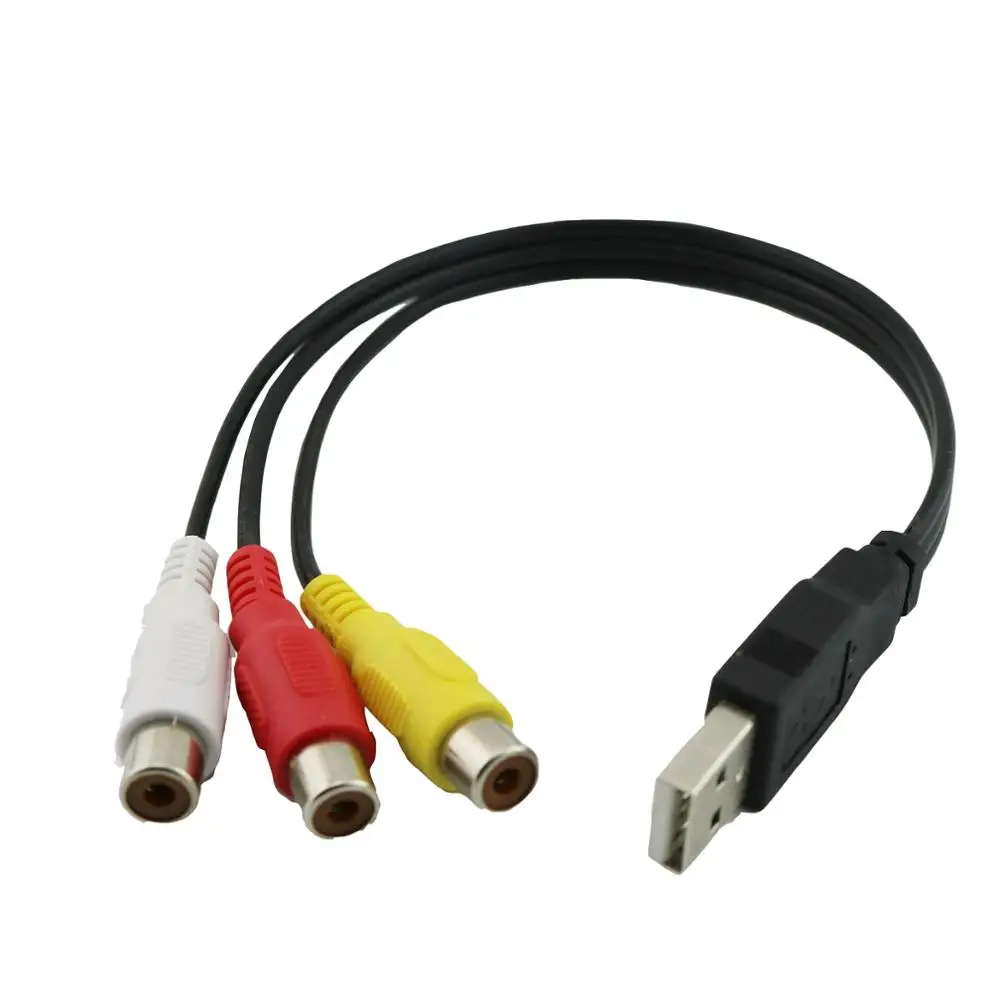 1x USB 2 0 A папа к 3 RCA мама адаптер аудио преобразователь видео AV A/V Y кабель для HDTV 25 см