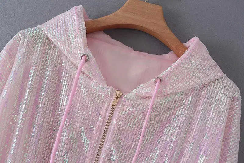 

2019 Summer Hooded Zipper Long Sleeve Solid Color Loose-Fit Slimming Thin liang pian sha Short Jacket WOMEN'S Dress