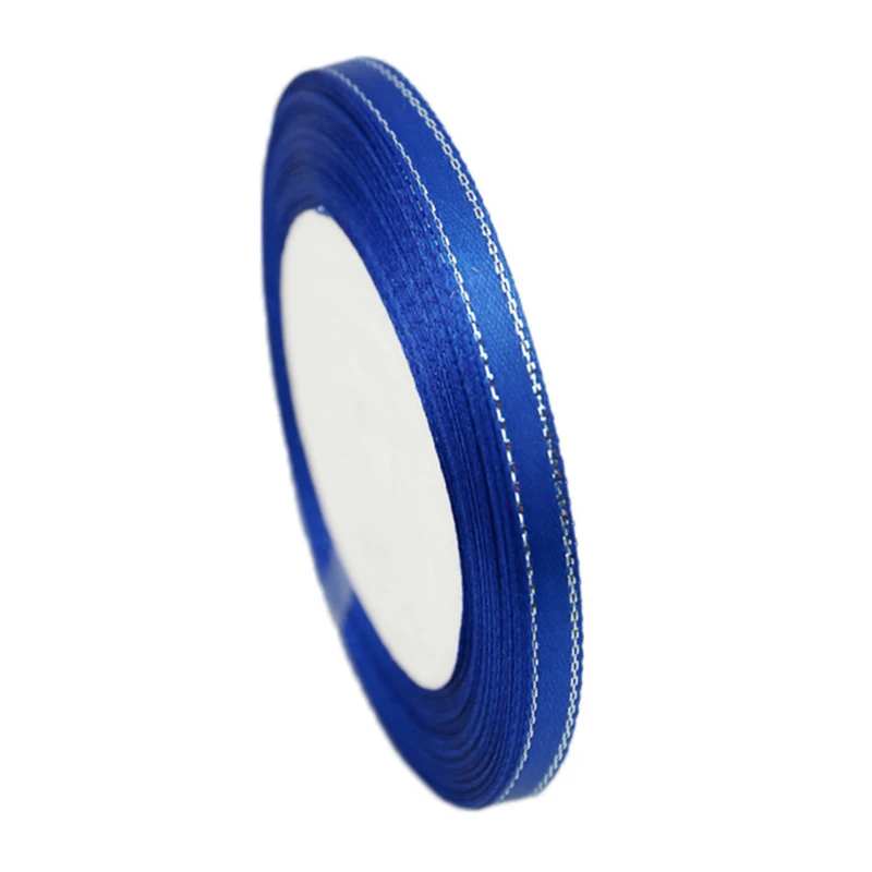 (25 yards/roll) 6mm Silver Edged Single Face Satin Ribbon Wholesale Gift Packing Christmas Decoration Manual DIY Ribbons Fabric
