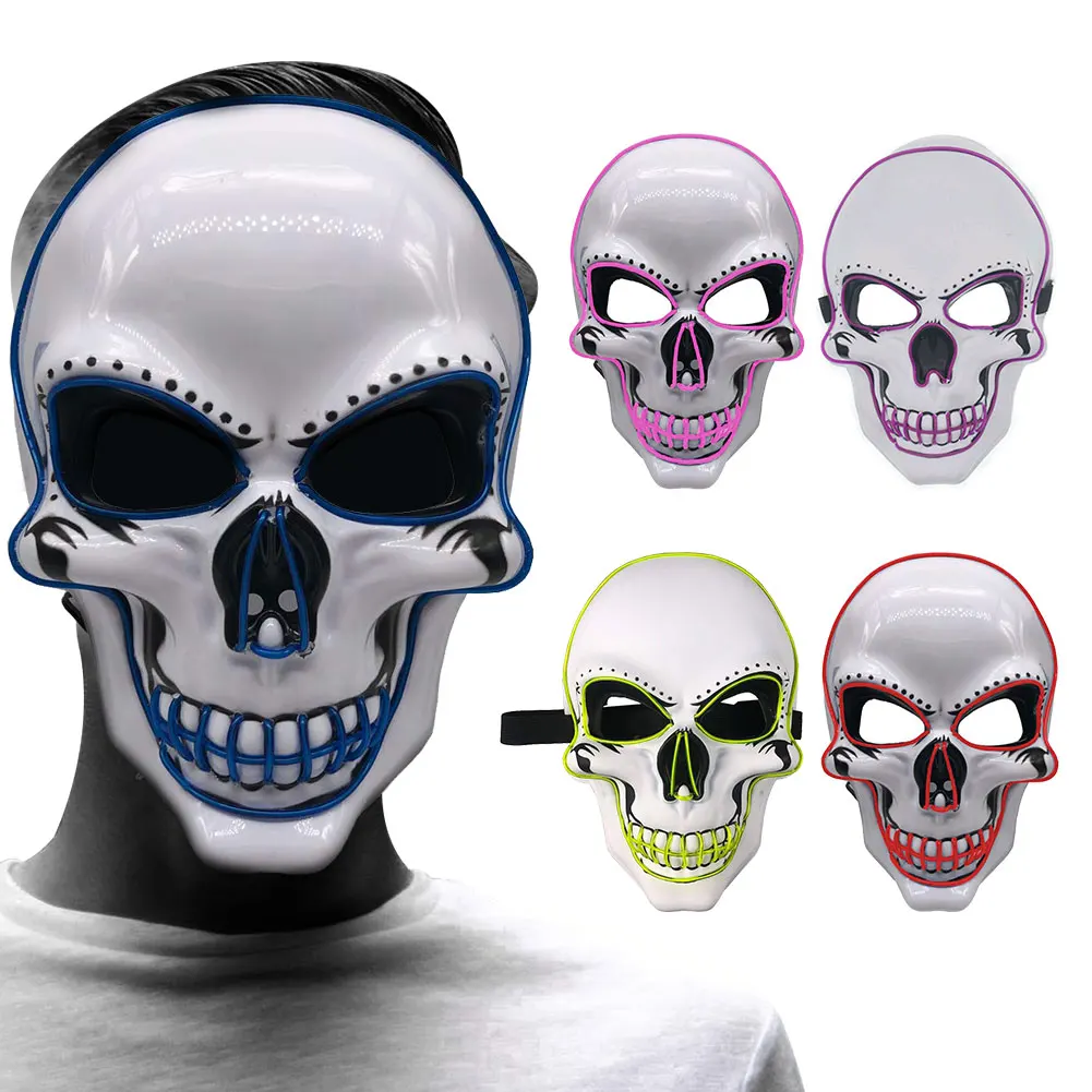 Светящийся светодиодный страшный маска для хеллоуина и карнавала маска для очистки неоновая маска EL-Wire 4 Режим вспышки маска для вечеринки маскарад для взрослых