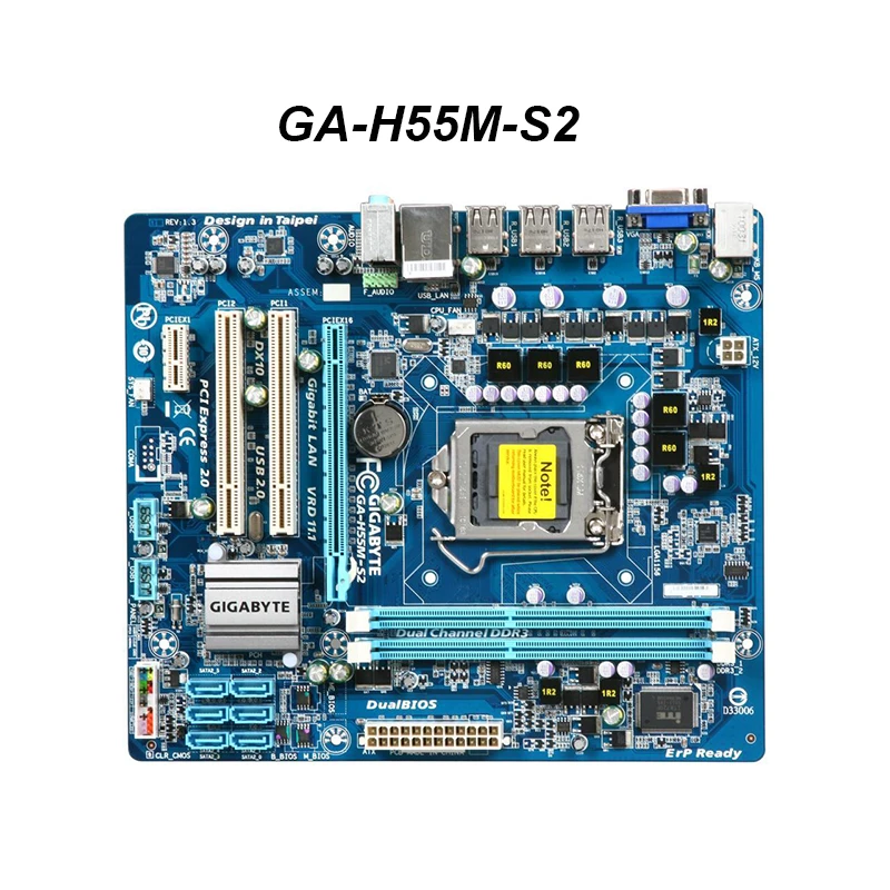 For GIGABYTE GA-H55M-S2 Used Desktop Motherboard H55 Socket LGA 1156 i3 i5 i7 DDR3 8G Micro-ATX Mainboard H55M-S2 PC | Компьютеры и