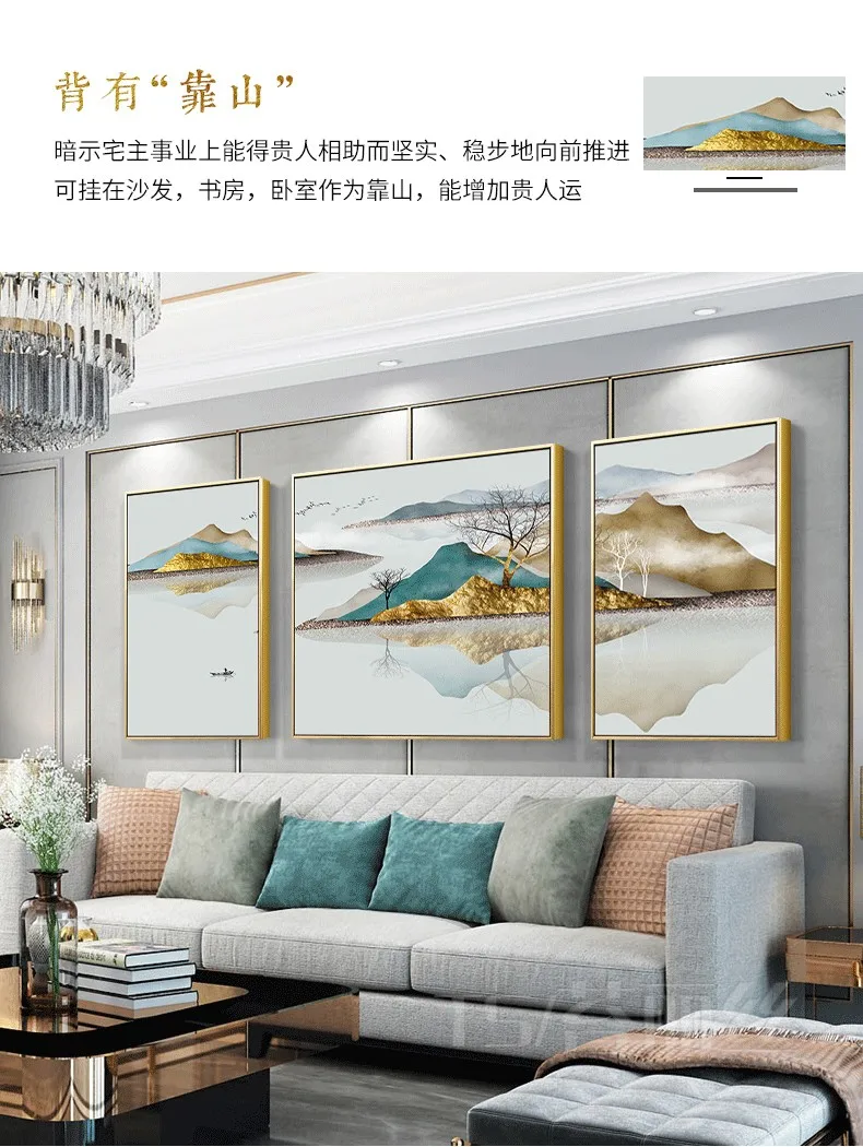 EECAMAIL Modern Light Luxury Full Diamond 5D Triptych New Living Room Bedroom Home Point Drill Cross Stitch Diamond Embroid