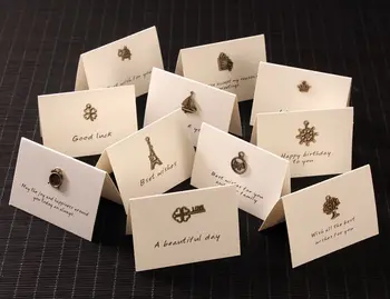 

50PCS Vintage Metal Card Holiday Message New Year's Card Wedding Birthday Thanksgiving Day Greeting Card Invitation Card LA302