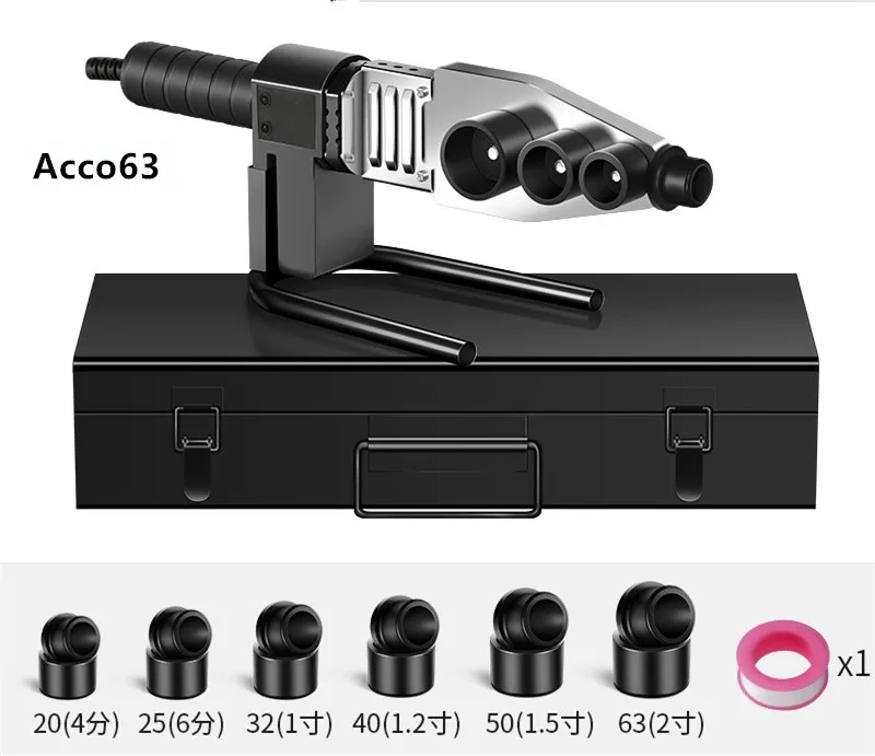 Цена ACCO Новый 20 63 мм 220 В разъем переменного тока 800 Вт аппарат для сварки ПВХ труб ppr трубы сварочный аппарат с цифровым дисплеем устройство для пл...