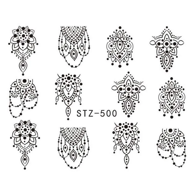 Горячая новинка наклейки для ногтей водонепроницаемые цветочные бабочки геометрические наклейки для ногтей с узорами DIY украшения для ногтей маникюрный лак - Цвет: STZ-500