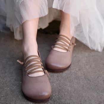 

Artmu Retro Women's Shoes Comfortable Soft Sole Genuine Leather Shoes Shallow Mouth Flat Sole Handmade Mom Shoes 2020 Spring