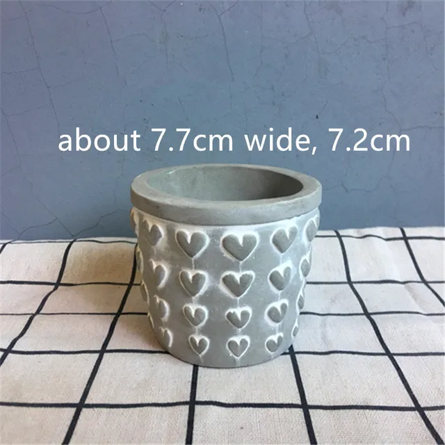 Small Cement Silicone Pot Molds Round Square Stone Planter Gardening Concrete Mold Creamy White