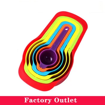 

6pcs/set PPlastic Rainbow Measuring Cup Measuring Spoon Set Kitchen roasting tool seasoning coffee measuring cup Cooking Tools