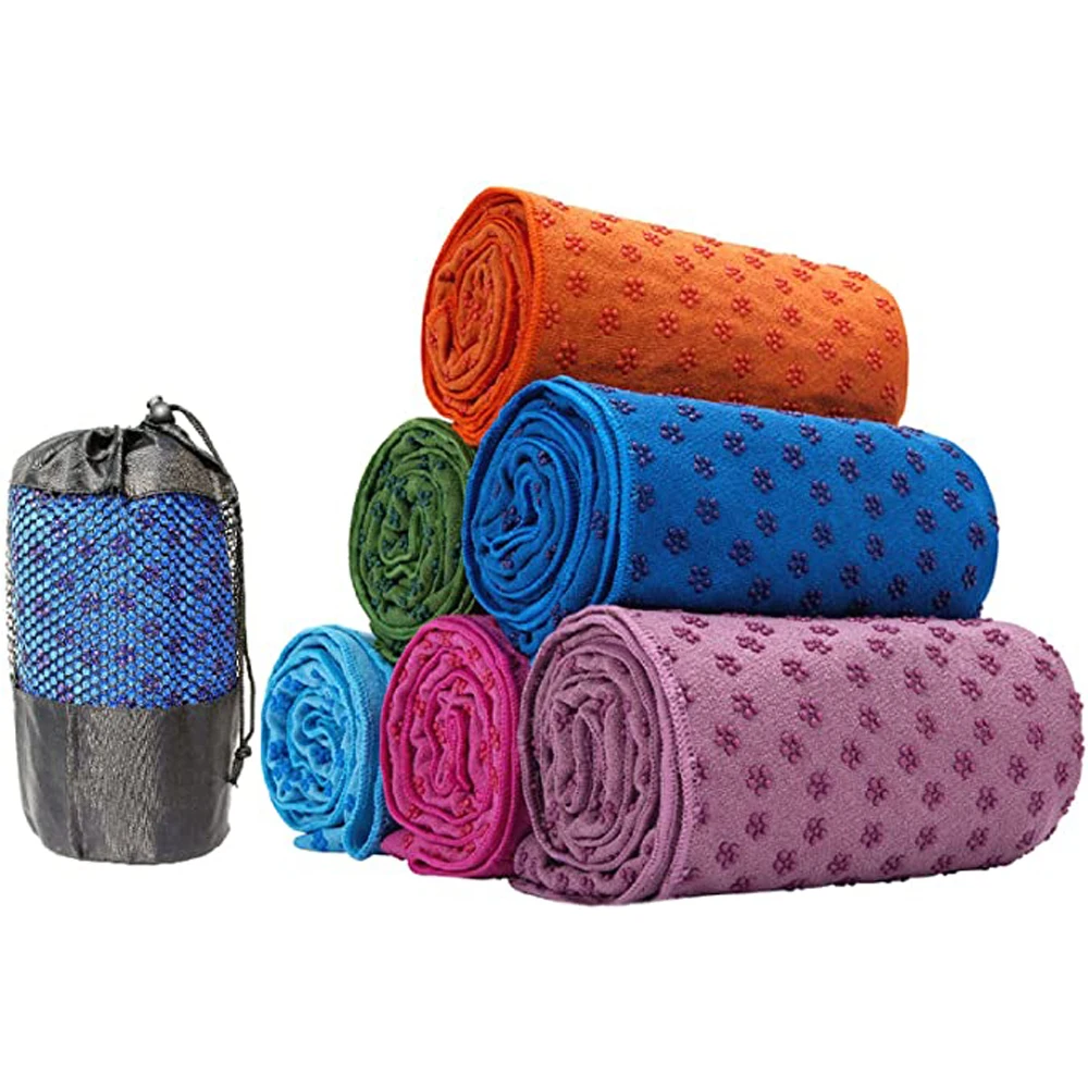 

Non-Slip Yoga Towel Mat With Bag Quick Dry Microfiber Extra Long 63 x 180cm Dot Grip Bikram With Free Nylon Mesh Carry Bag