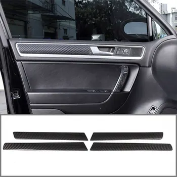 

For Volkswagen Touareg 4pcs Real Carbon Fiber Material Car Inner Door Decoration Panel Cover Trim Accessories