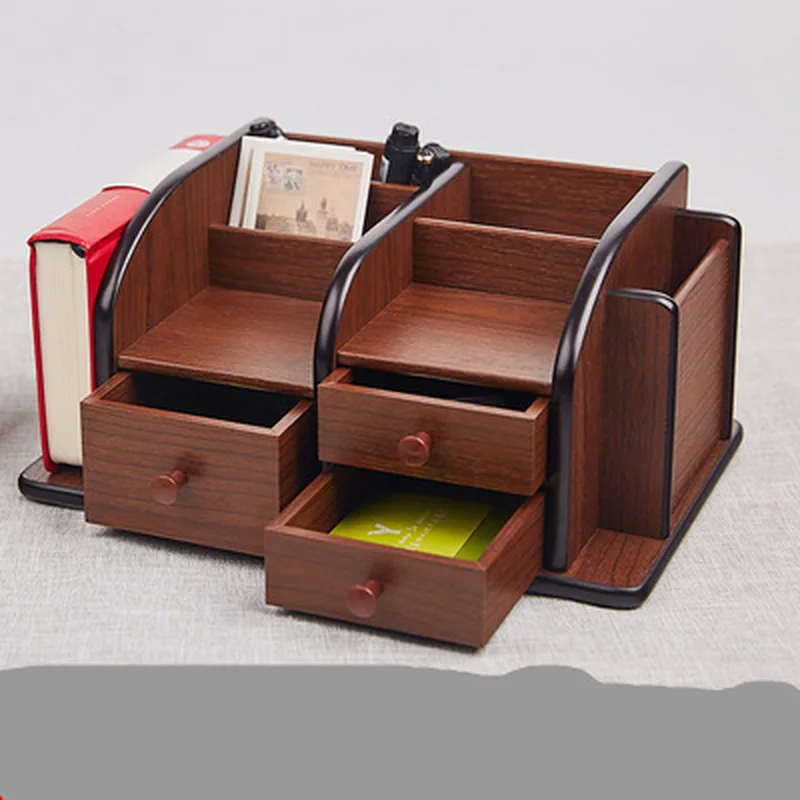  Multi-function Wooden Storage Box Desktop Organizer Remote Controller Holder Stationery Pen holder 