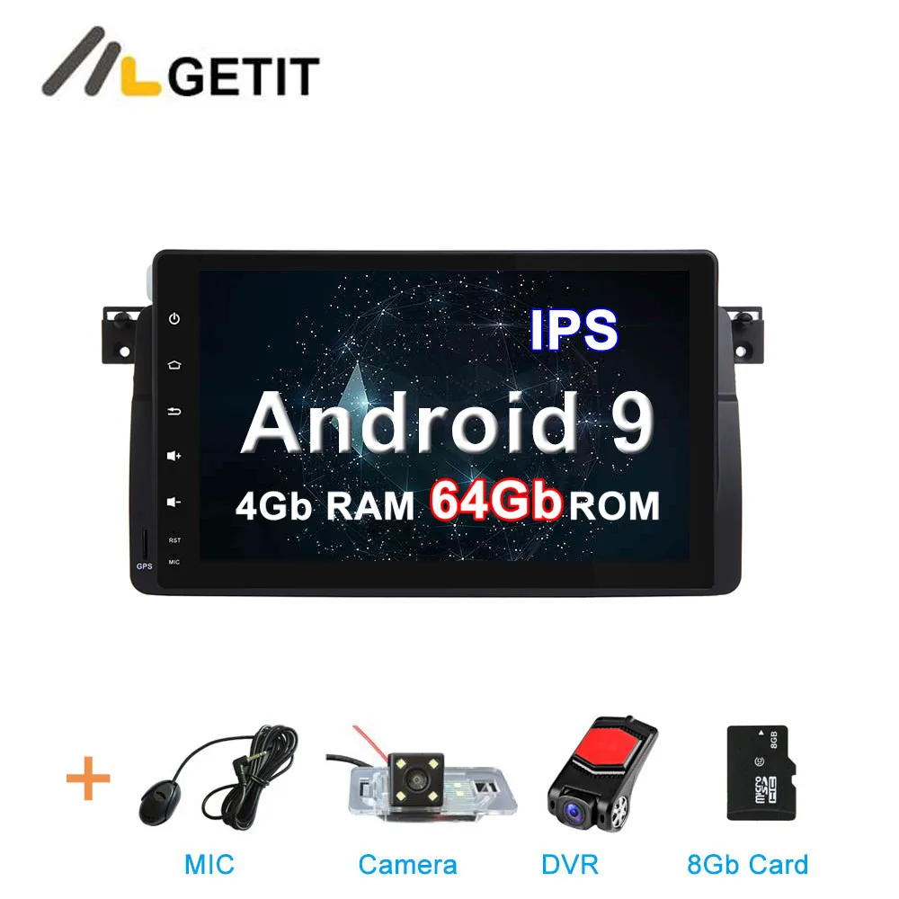 DSP ips 64G Автомобильный DVD стерео Мультимедиа Радио Android 10 для BMW E46 M3 с WiFi BT gps навигацией - Цвет: 4G CAM DVR SD