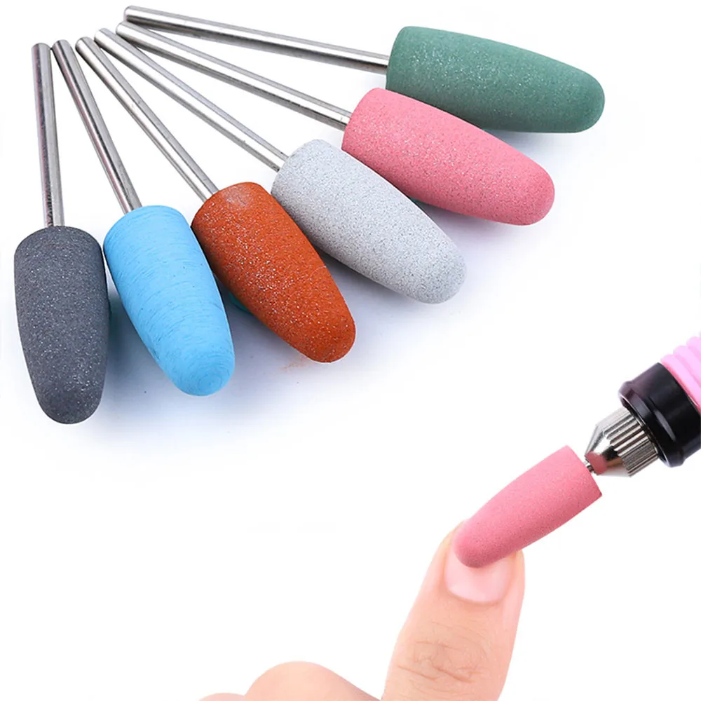

6Pcs/Set Silicone Drill Bit Multicolor Drill Bits for Nails 2020 Paznokcie Akcesoria Nail Sanding Cap Accessories