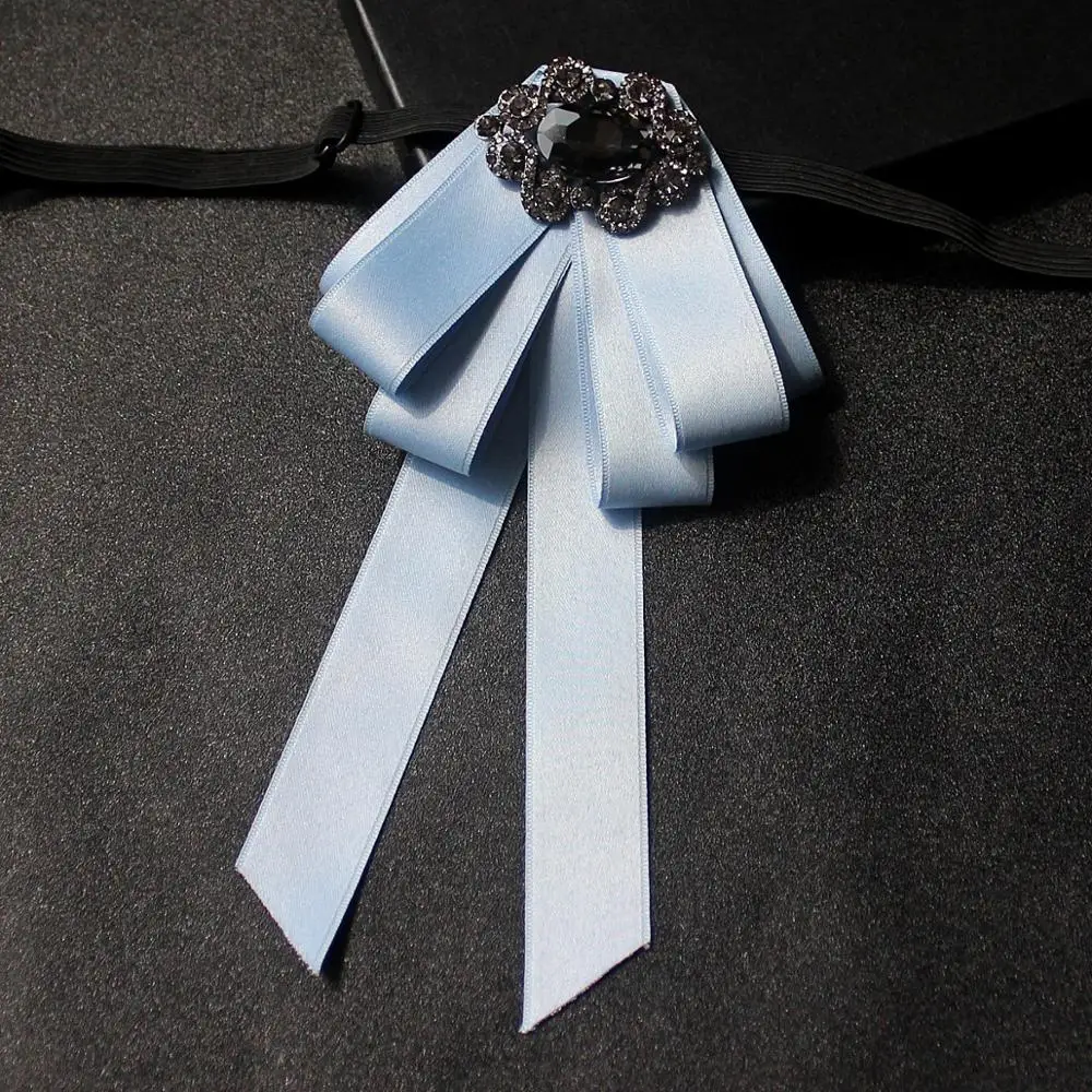 Ribbon Bow Tie Британский мужской женский ретро воротник рубашка галстук-платок Винтаж эластичная лента Стразы сплав Бабочка Форма лента галстук-бабочка - Цвет: Ribbon Bow Tie