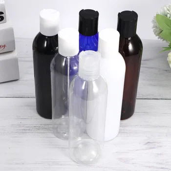

6pcs 250ml Press Type Lid Travel Bottles Portable Cosmetic Container Empty Bottle for Shampoo Lotion (Transparent Bottle and Lid