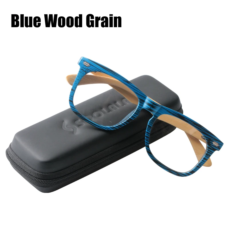 Blue Wood Glasses SOOLALA негабаритное деревянное бамбуковое стекло для чтения es Мужская Полная рамка прозрачные линзы Пресбиопия стекло для чтения стекло для глаз es рамка для мужчин - Цвет оправы: Blue Wood Glasses