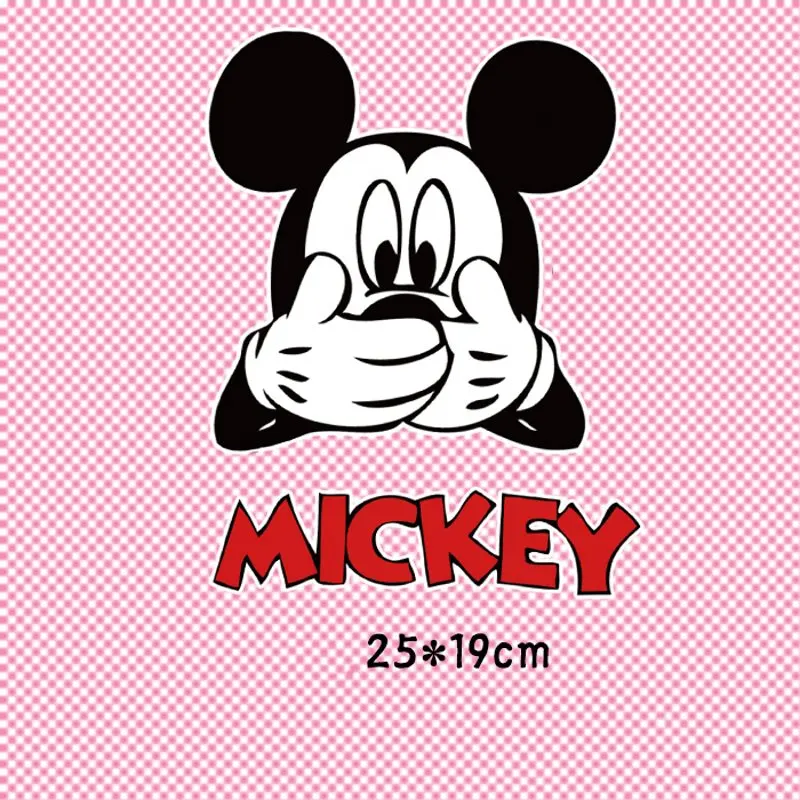 

25x19cm New Cartoon Mouse Iron On Stickers Washable Appliques A-level Patches Heat Transfer For DIY T-shirt Accessory Clothes