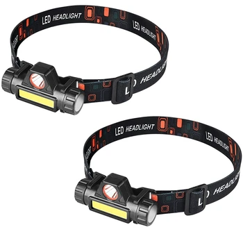 

2 Set Portable Mini Led Head Light Lamp Flashlight Waterproof Q5+Cob Headlight for Camping Night Jogging Reading Running