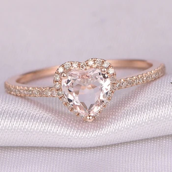 Fashion Crystal Heart Shaped Wedding Rings For Women Rose Gold Ladies Engagement Rings Jewelry Party Gifts Accessories