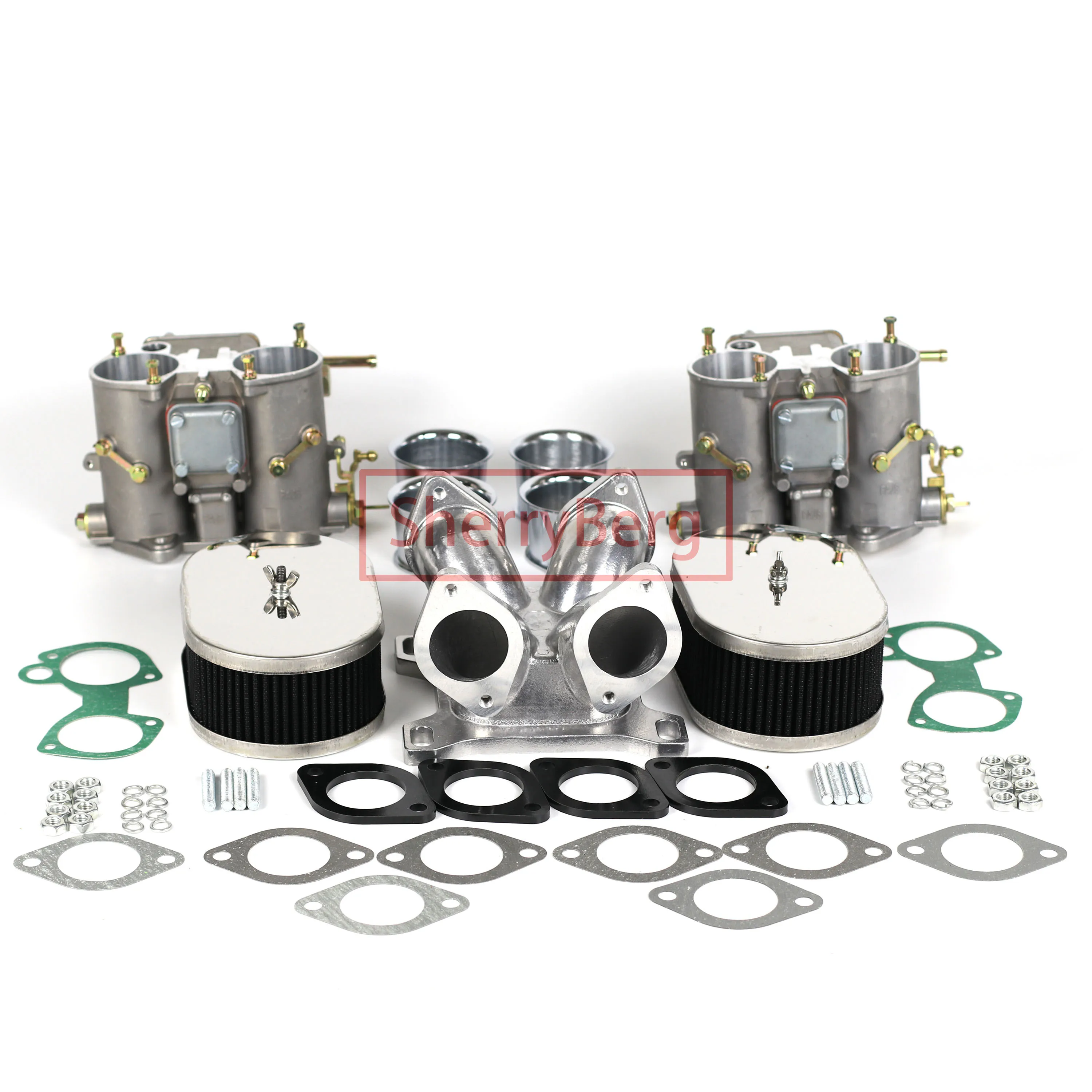 

SherryBerg FAJS ЭМПИ WEBER Карбюратор Carb Conversion Kit 4 баррель Холли для адаптера переменного тока Вт две 50 DCOE для Ford Chevy V8