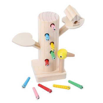 

Boy Female Wooden Fishing Game Early Education Puzzle Children Bird Catching Magnetic Wood Toy