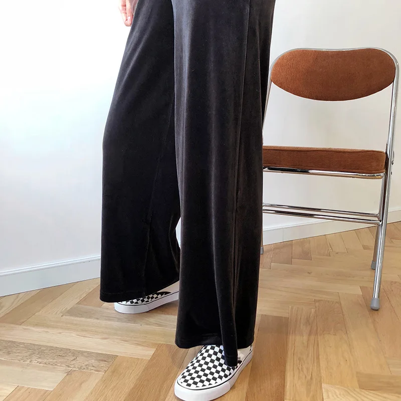 Mooirue осень Pantalon для женщин уличная бархат утолщение свободные брюки Широкие женские брюки