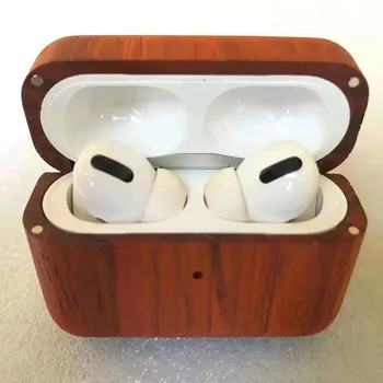 

For AirPods Pro Hard Case Protective Cover Solid Wood Shockproof Case Headphone Charging Case Shockproof Ring Holder For AirPods