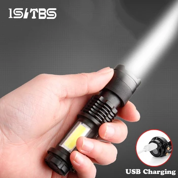 

LED Mini Flashlight Q5+COB Portable Super bright Troch Waterproof Outdoor Zoomable Built-in Rechargeable Battery Camping Light
